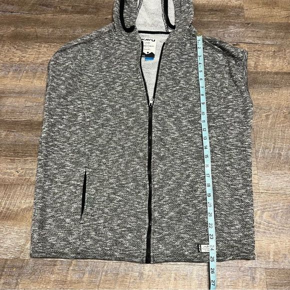 Kavu Vest Womens Large Gray Black Downtime Sleeveless Full Zip Sweatshirt Hooded - Picture 2 of 7